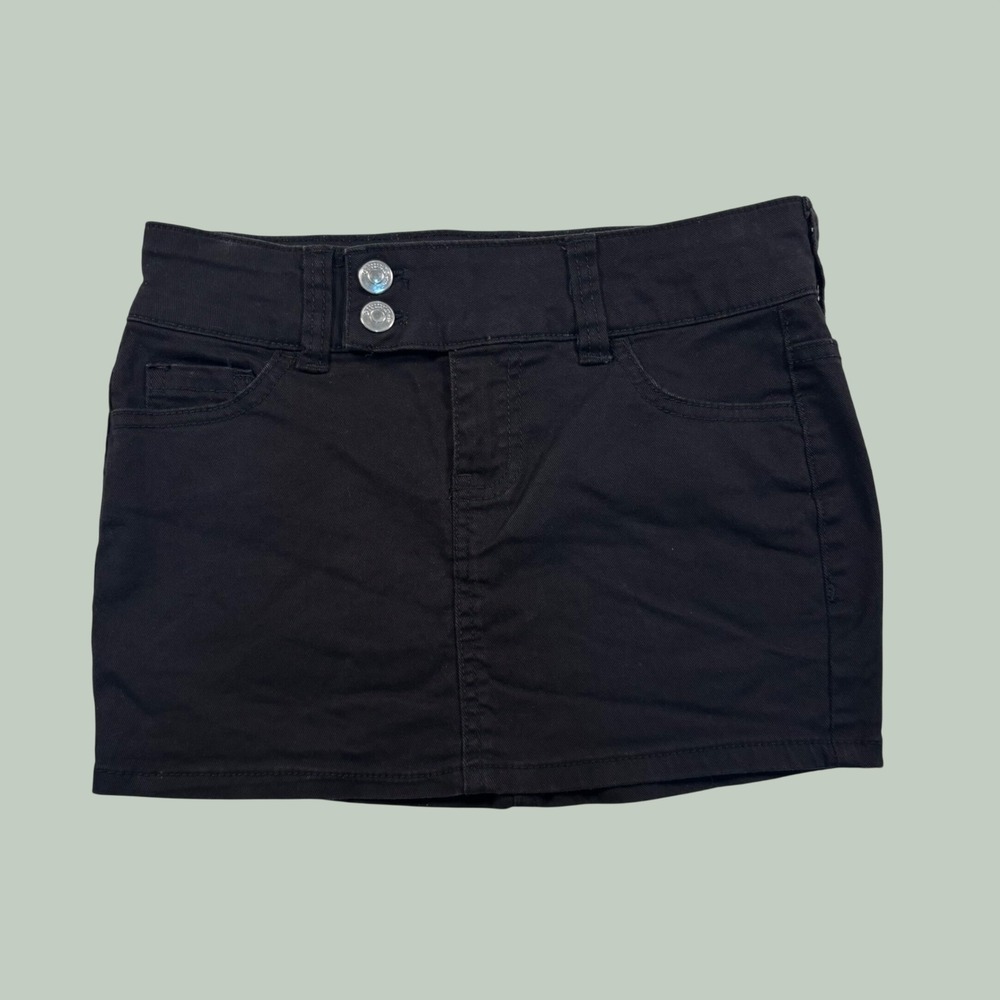 divided h&m black low rise mini denim skirt club Y2K coquette goth grunge bratz